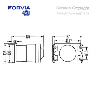 Halogen/DE-Hauptscheinwerfer - 12V - rechteckig - rechts 1BL 005 380-041