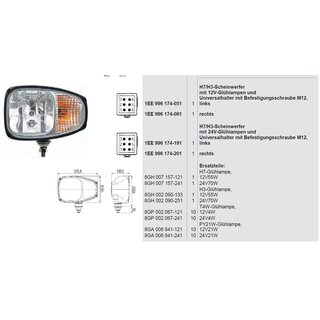Hauptscheinwerfer - Combi 220 - 12V - 6-poliger DEUTSCH Stecker - links