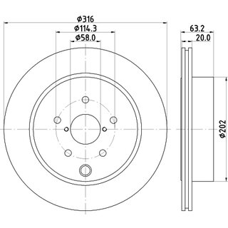 Hella Bremsscheibe - 55437PRO - beschichtet -316mm-20mm- Innenbel�ftet - SUBARU