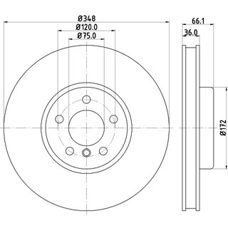 Hella Bremsscheibe - 55537PRO - beschichtet - 348mm - 36mm - Innenbel�ftet - BMW