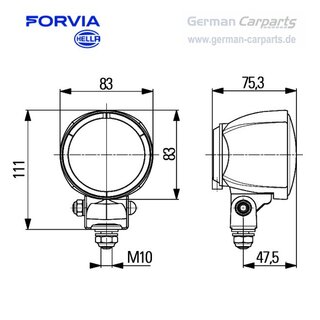 Hella H9-Arbeitsscheinwerfer Modul 70 12V Nahfeld Kabel: 2000mm  1G0 996 176-171